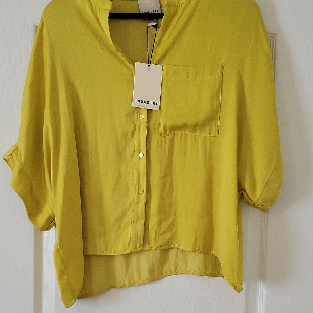 Women's INDUSTRY Yellow Button-Up Top